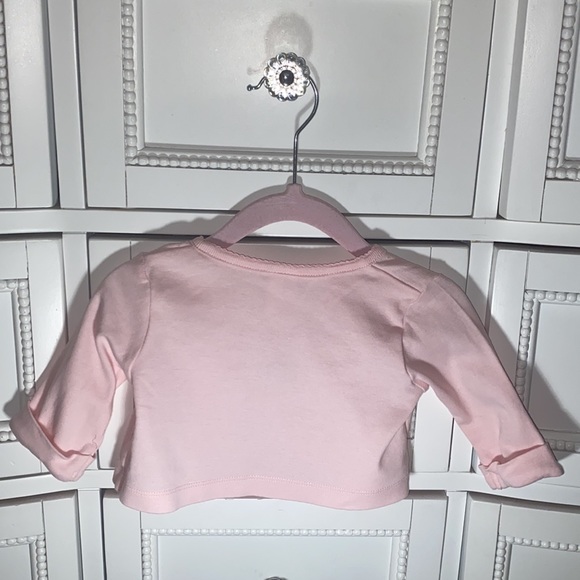 6-9 month infant cardigan, pink and white - Picture 3 of 6